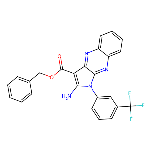 benzyl 2-amino-1-(3-(trifluoromethyl)phenyl)-1H-pyrrolo[2,3-b]quinoxaline-3-carboxylate structure