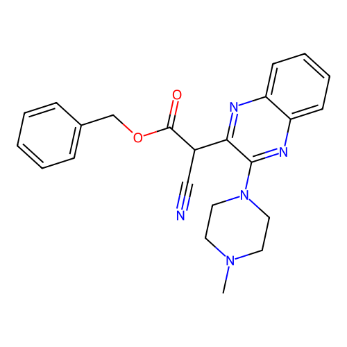 Benzyl cyano[3-(4-methylpiperazin-1-yl)quinoxalin-2-yl]acetate structure