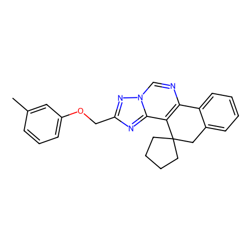2-((m-tolyloxy)methyl)-5H-spiro[benzo[h][1,2,4]triazolo[1,5-c]quinazoline-4,1'-cyclopentane] structure