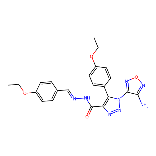 (E)-1-(4-amino-1,2,5-oxadiazol-3-yl)-N'-(4-ethoxybenzylidene)-5-(4-ethoxyphenyl)-1H-1,2,3-triazole-4-carbohydrazide structure