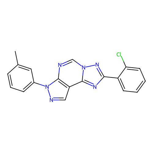 2-(2-chlorophenyl)-7-(3-methylphenyl)-7H-pyrazolo[4,3-e][1,2,4]triazolo[1,5-c]pyrimidine structure