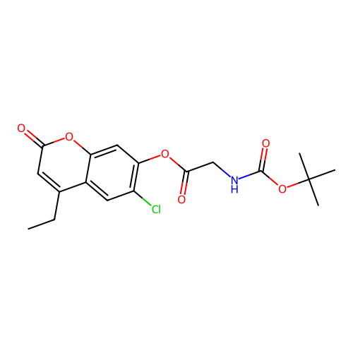 6-chloro-4-ethyl-2-oxo-2H-chromen-7-yl N-(tert-butoxycarbonyl)glycinate structure