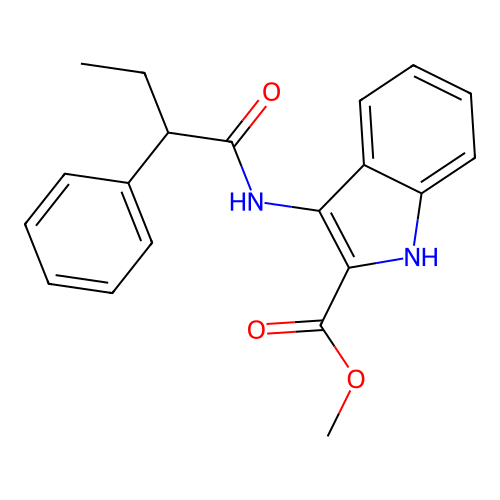 methyl 3-[(2-phenylbutanoyl)amino]-1H-indole-2-carboxylate structure