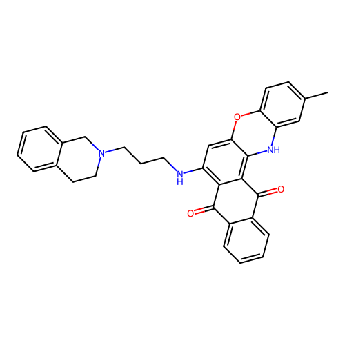 7-((3-(3,4-dihydroisoquinolin-2(1H)-yl)propyl)amino)-2-methyl-8H-naphtho[2,3-a]phenoxazine-8,13(14H)-dione structure