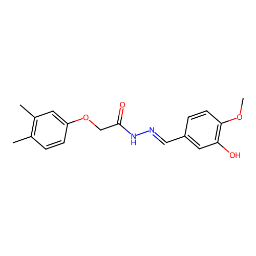 2-(3,4-dimethylphenoxy)-N'-[(E)-(3-hydroxy-4-methoxyphenyl)methylidene]acetohydrazide structure