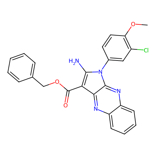 benzyl 2-amino-1-(3-chloro-4-methoxyphenyl)-1H-pyrrolo[2,3-b]quinoxaline-3-carboxylate structure