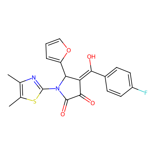 1-(4,5-dimethylthiazol-2-yl)-4-(4-fluorobenzoyl)-5-(furan-2-yl)-3-hydroxy-1H-pyrrol-2(5H)-one structure