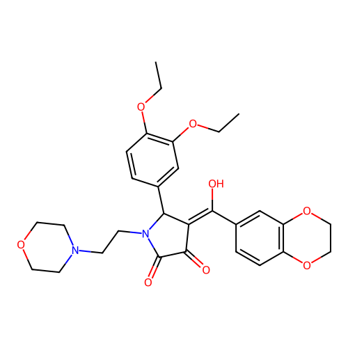 (4E)-5-(3,4-diethoxyphenyl)-4-[2,3-dihydro-1,4-benzodioxin-6-yl(hydroxy)methylidene]-1-(2-morpholin-4-ylethyl)pyrrolidine-2,3-dione structure