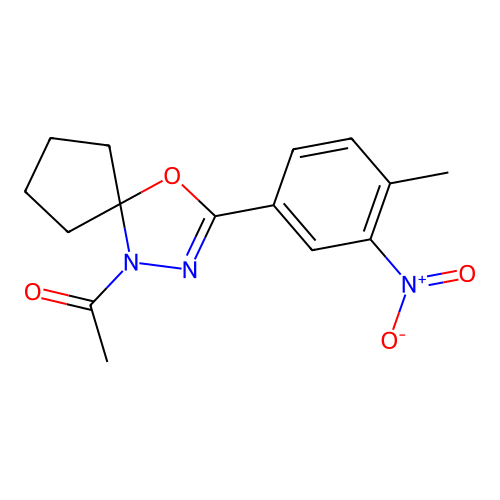 1-(3-(4-Methyl-3-nitrophenyl)-4-oxa-1,2-diazaspiro[4.4]non-2-en-1-yl)ethanone structure