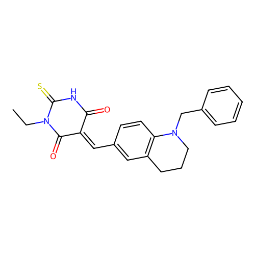 (5E)-5-[(1-benzyl-1,2,3,4-tetrahydroquinolin-6-yl)methylidene]-1-ethyl-2-sulfanylpyrimidine-4,6(1H,5H)-dione structure