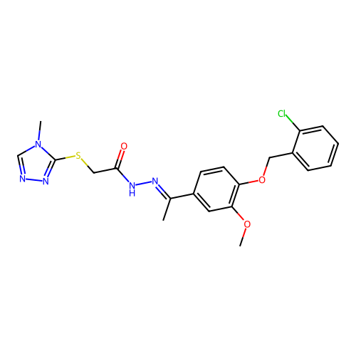(4-Methyl-4H-[1,2,4]triazol-3-ylsulfanyl)-acetic acid [1-[4-(2-chloro-benzyloxy)-3-methoxy-phenyl]-eth-(E)-ylidene]-hydrazide structure