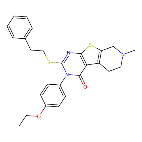 3-(4-ETHOXYPHENYL)-7-METHYL-2-(PHENETHYLSULFANYL)-5,6,7,8-TETRAHYDROPYRIDO[4',3':4,5]THIENO[2,3-D]PYRIMIDIN-4(3H)-ONE structure