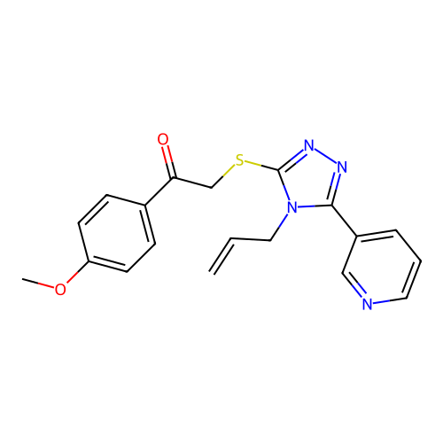 1-(4-methoxyphenyl)-2-(4-prop-2-enyl-5-(3-pyridyl)(1,2,4-triazol-3-ylthio))eth an-1-one structure