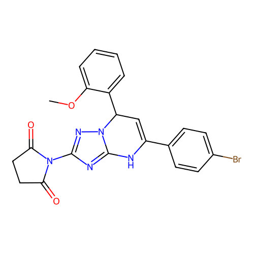 1-(5-(4-bromophenyl)-7-(2-methoxyphenyl)-4,7-dihydro-[1,2,4]triazolo[1,5-a]pyrimidin-2-yl)pyrrolidine-2,5-dione structure