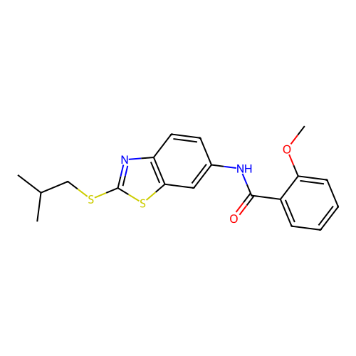 2-methoxy-N-{2-[(2-methylpropyl)sulfanyl]-1,3-benzothiazol-6-yl}benzamide structure