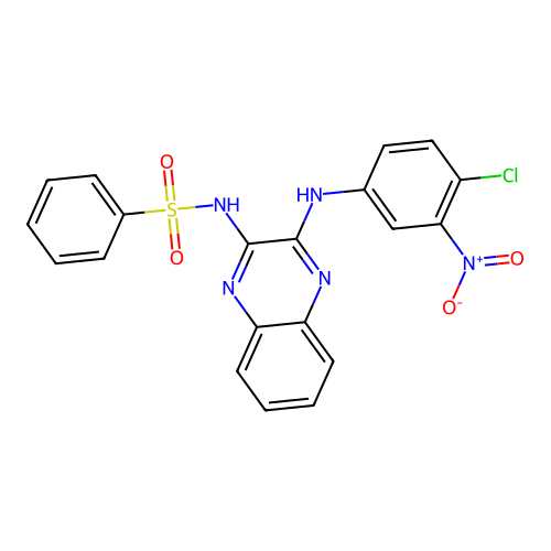 N-(3-((4-chloro-3-nitrophenyl)amino)quinoxalin-2-yl)benzenesulfonamide structure