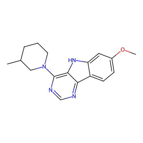 7-methoxy-4-(3-methylpiperidin-1-yl)-5H-pyrimido[5,4-b]indole structure