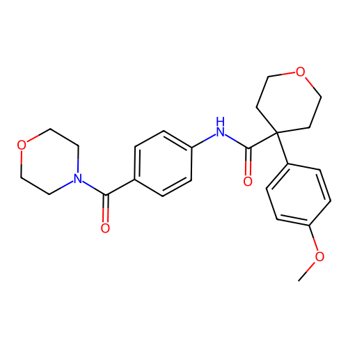 4-(4-methoxyphenyl)-N-[4-(morpholine-4-carbonyl)phenyl]oxane-4-carboxamide structure