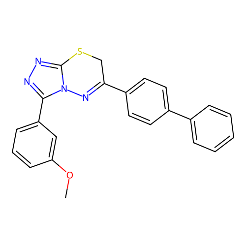 3-(3-methoxyphenyl)-6-(4-phenylphenyl)-7H-[1,2,4]triazolo[3,4-b][1,3,4]thiadiazine structure