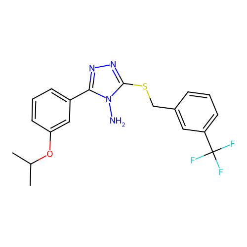 3-(3-isopropoxyphenyl)-5-((3-(trifluoromethyl)benzyl)thio)-4H-1,2,4-triazol-4-amine structure