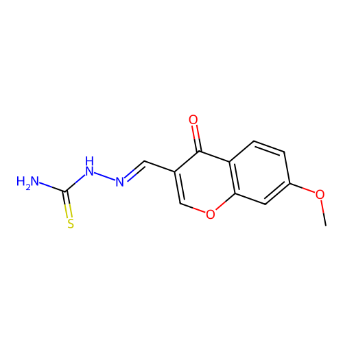 (E)-2-((7-methoxy-4-oxo-4H-chromen-3-yl)methylene)hydrazinecarbothioamide structure