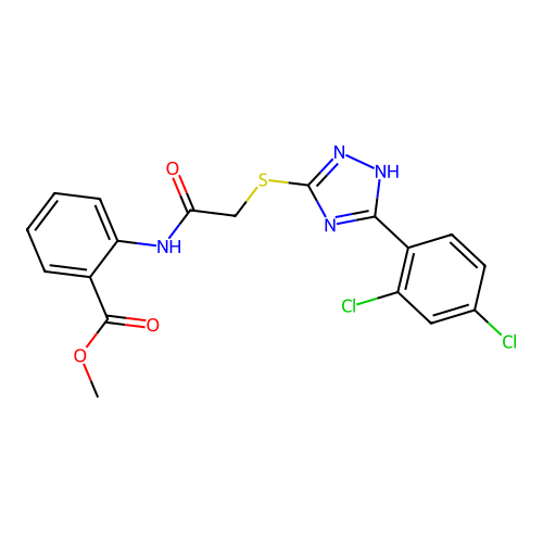 Methyl 2-[[2-[[5-(2,4-dichlorophenyl)-1H-1,2,4-triazol-3-yl]sulfanyl]acetyl]amino]benzoate structure