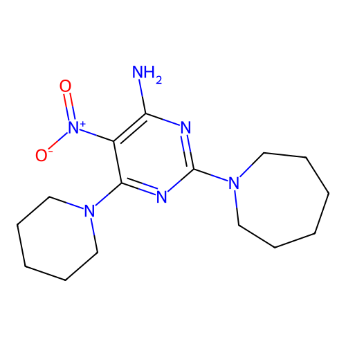 2-(Azepan-1-yl)-5-nitro-6-(piperidin-1-yl)pyrimidin-4-amine structure