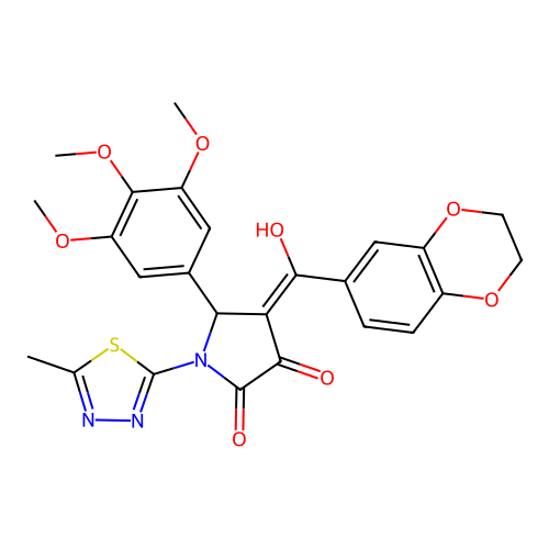 (4E)-4-[2,3-dihydro-1,4-benzodioxin-6-yl(hydroxy)methylidene]-1-(5-methyl-1,3,4-thiadiazol-2-yl)-5-(3,4,5-trimethoxyphenyl)pyrrolidine-2,3-dione structure