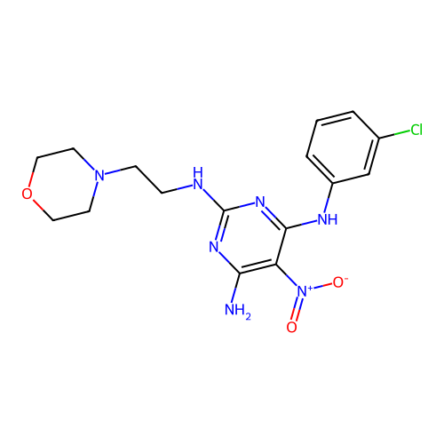 {6-amino-2-[(2-morpholin-4-ylethyl)amino]-5-nitropyrimidin-4-yl}(3-chloropheny l)amine structure