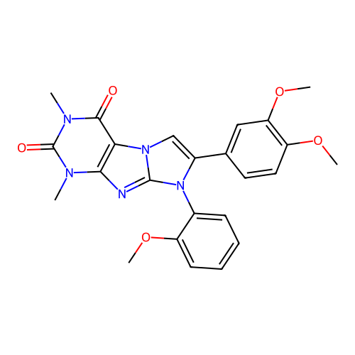 7-(3,4-dimethoxyphenyl)-8-(2-methoxyphenyl)-1,3-dimethyl-1H-imidazo[2,1-f]purine-2,4(3H,8H)-dione structure