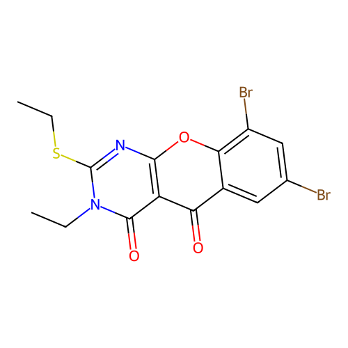 7,9-dibromo-3-ethyl-2-(ethylsulfanyl)-4H-chromeno[2,3-d]pyrimidine-4,5(3H)-dione structure