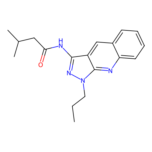 3-methyl-N-(1-propyl-3-pyrazolo[3,4-b]quinolinyl)butanamide structure
