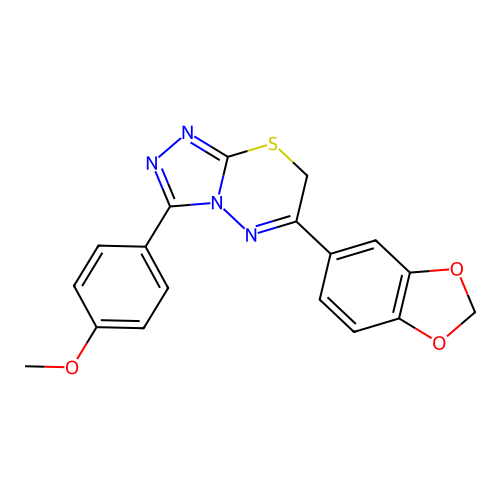 6-(1,3-benzodioxol-5-yl)-3-(4-methoxyphenyl)-7H-[1,2,4]triazolo[3,4-b][1,3,4]thiadiazine structure