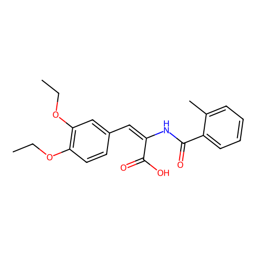 (2E)-3-(3,4-diethoxyphenyl)-2-{[(2-methylphenyl)carbonyl]amino}prop-2-enoic acid structure