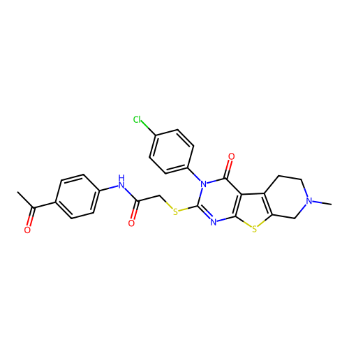 N-(4-acetylphenyl)-2-((3-(4-chlorophenyl)-7-methyl-4-oxo-3,4,5,6,7,8-hexahydropyrido[4',3':4,5]thieno[2,3-d]pyrimidin-2-yl)thio)acetamide structure