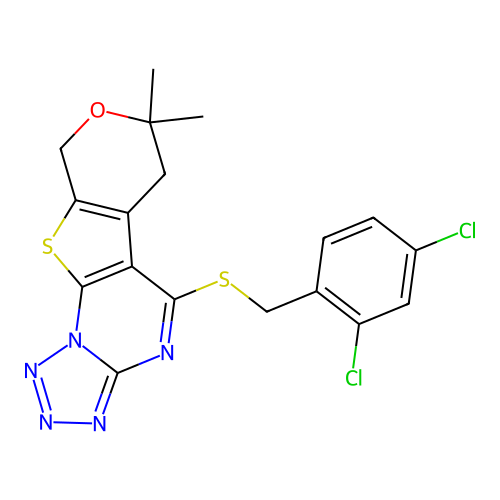 C18H15Cl2N5OS2 structure