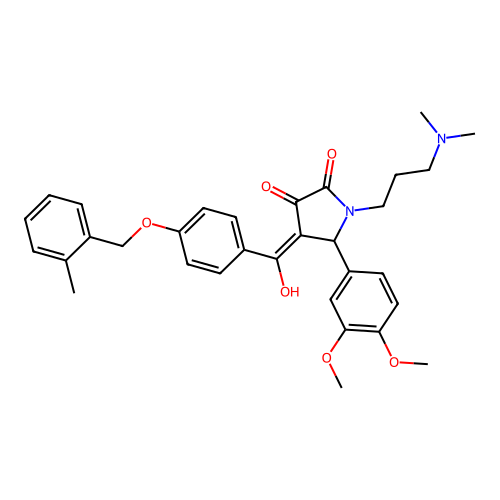 (4E)-5-(3,4-dimethoxyphenyl)-1-[3-(dimethylamino)propyl]-4-[hydroxy-[4-[(2-methylphenyl)methoxy]phenyl]methylidene]pyrrolidine-2,3-dione structure