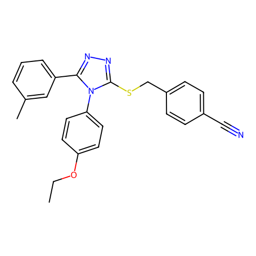 4-[[4-(4-ethoxyphenyl)-5-(3-methylphenyl)-1,2,4-triazol-3-yl]sulfanylmethyl]benzonitrile structure