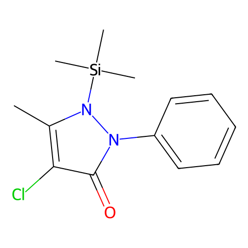 3H-Pyrazol-3-one, 4-chloro-1,2-dihydro-5-methyl-2-phenyl-1-(trimethylsilyl)- structure