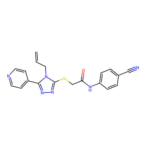 N-(4-cyanophenyl)-2-[(4-prop-2-enyl-5-pyridin-4-yl-1,2,4-triazol-3-yl)sulfanyl]acetamide structure