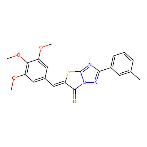 (Z)-2-(m-tolyl)-5-(3,4,5-trimethoxybenzylidene)thiazolo[3,2-b][1,2,4]triazol-6(5H)-one structure