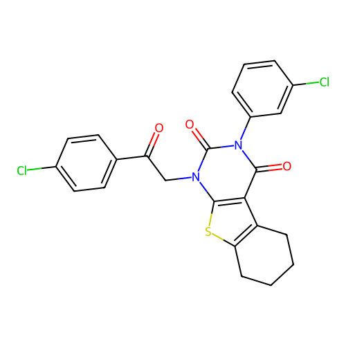 3-(3-chlorophenyl)-1-(2-(4-chlorophenyl)-2-oxoethyl)-5,6,7,8-tetrahydrobenzo[4,5]thieno[2,3-d]pyrimidine-2,4(1H,3H)-dione structure