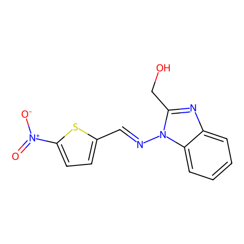 [1-[(5-Nitro-2-thienyl)methyleneamino]benzimidazol-2-yl]methanol structure