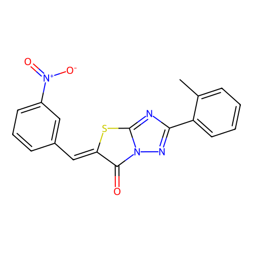 (Z)-5-(3-nitrobenzylidene)-2-(o-tolyl)thiazolo[3,2-b][1,2,4]triazol-6(5H)-one structure