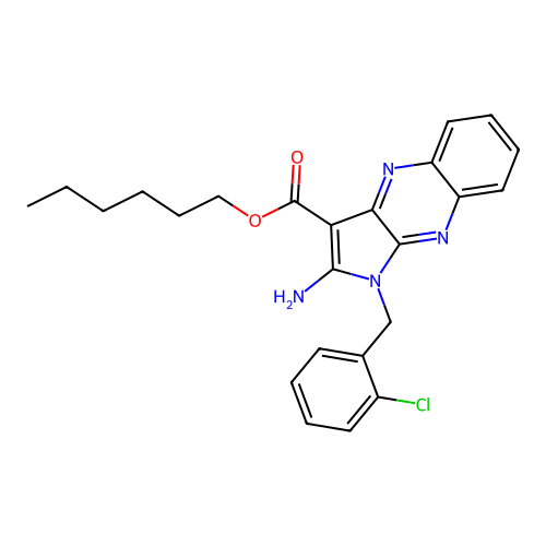 hexyl 2-amino-1-(2-chlorobenzyl)-1H-pyrrolo[2,3-b]quinoxaline-3-carboxylate structure