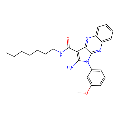 2-amino-N-heptyl-1-(3-methoxyphenyl)-1H-pyrrolo[2,3-b]quinoxaline-3-carboxamide structure