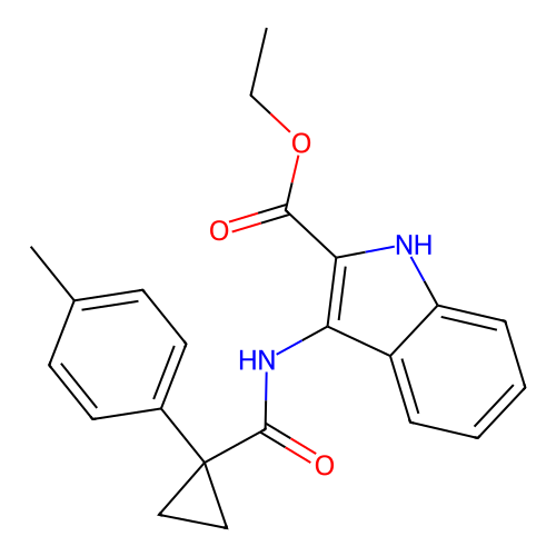ethyl 3-({[1-(4-methylphenyl)cyclopropyl]carbonyl}amino)-1H-indole-2-carboxylate structure