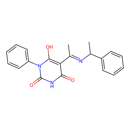 1-phenyl-5-[1-(1-phenylethylamino)ethylidene]-1,3-diazinane-2,4,6-trione structure