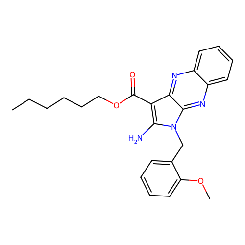 hexyl 2-amino-1-(2-methoxybenzyl)-1H-pyrrolo[2,3-b]quinoxaline-3-carboxylate structure
