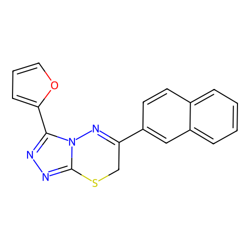 3-(furan-2-yl)-6-(naphthalen-2-yl)-7H-[1,2,4]triazolo[3,4-b][1,3,4]thiadiazine structure